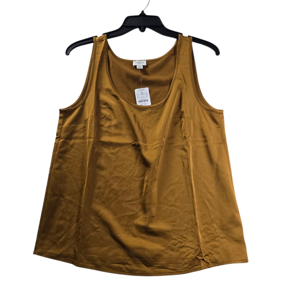J.Crew Satin Scoop Neck Shell Tank Top Sleeveless Blouse Gold Bronze Size XS